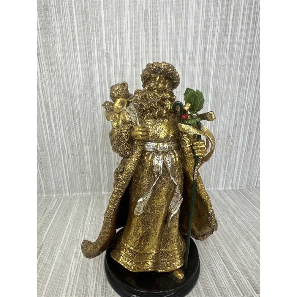 Vintage Golden Stand Santa With Gifts 8" Inches Height Resin‎